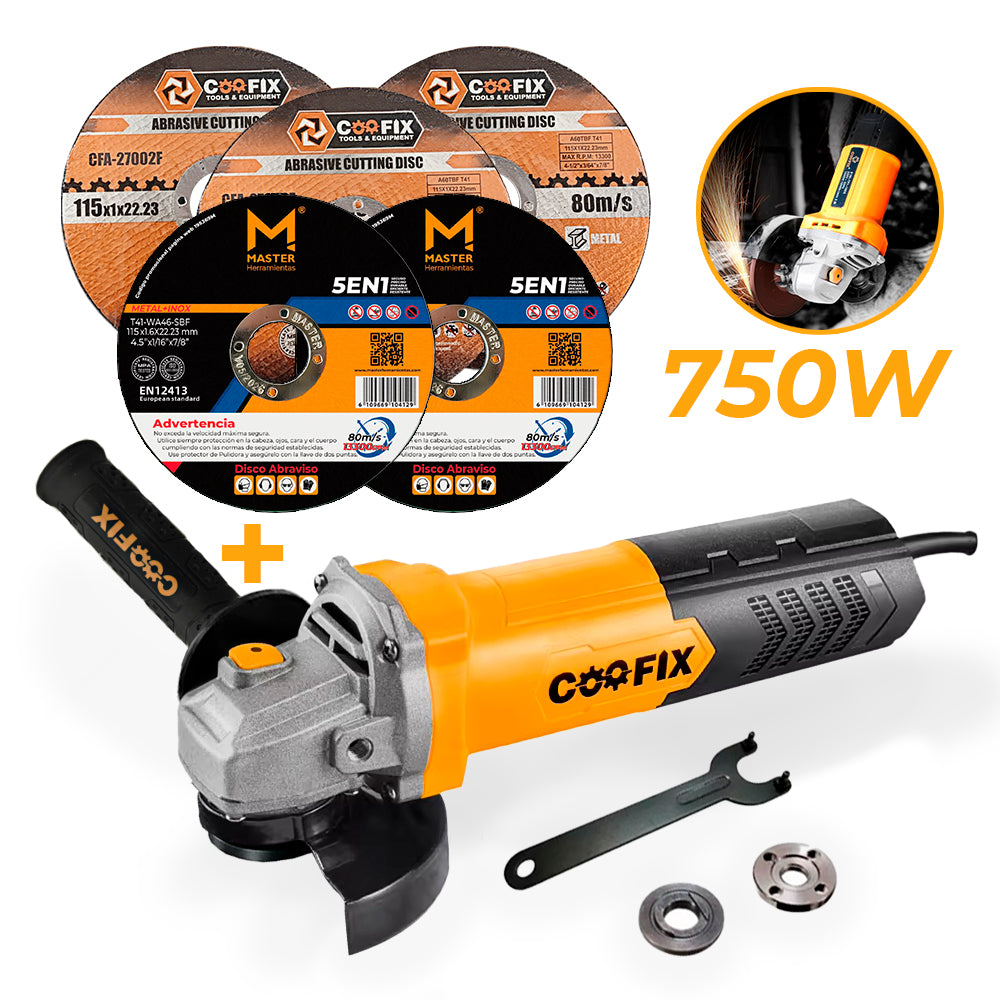 Pulidora Angular 4 1/2 Pul 750W, Coofix