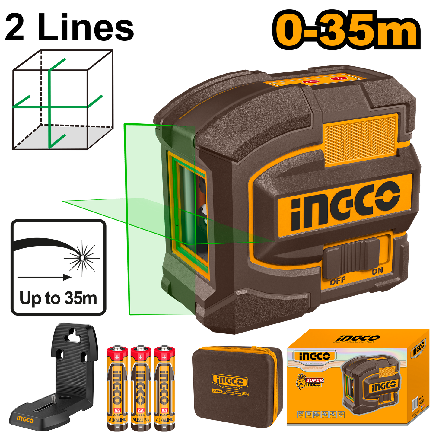 Nivel Laser Clase Ii Angulo Menor O Igual 4 Tipo 520Nm INGCO HLL156601
