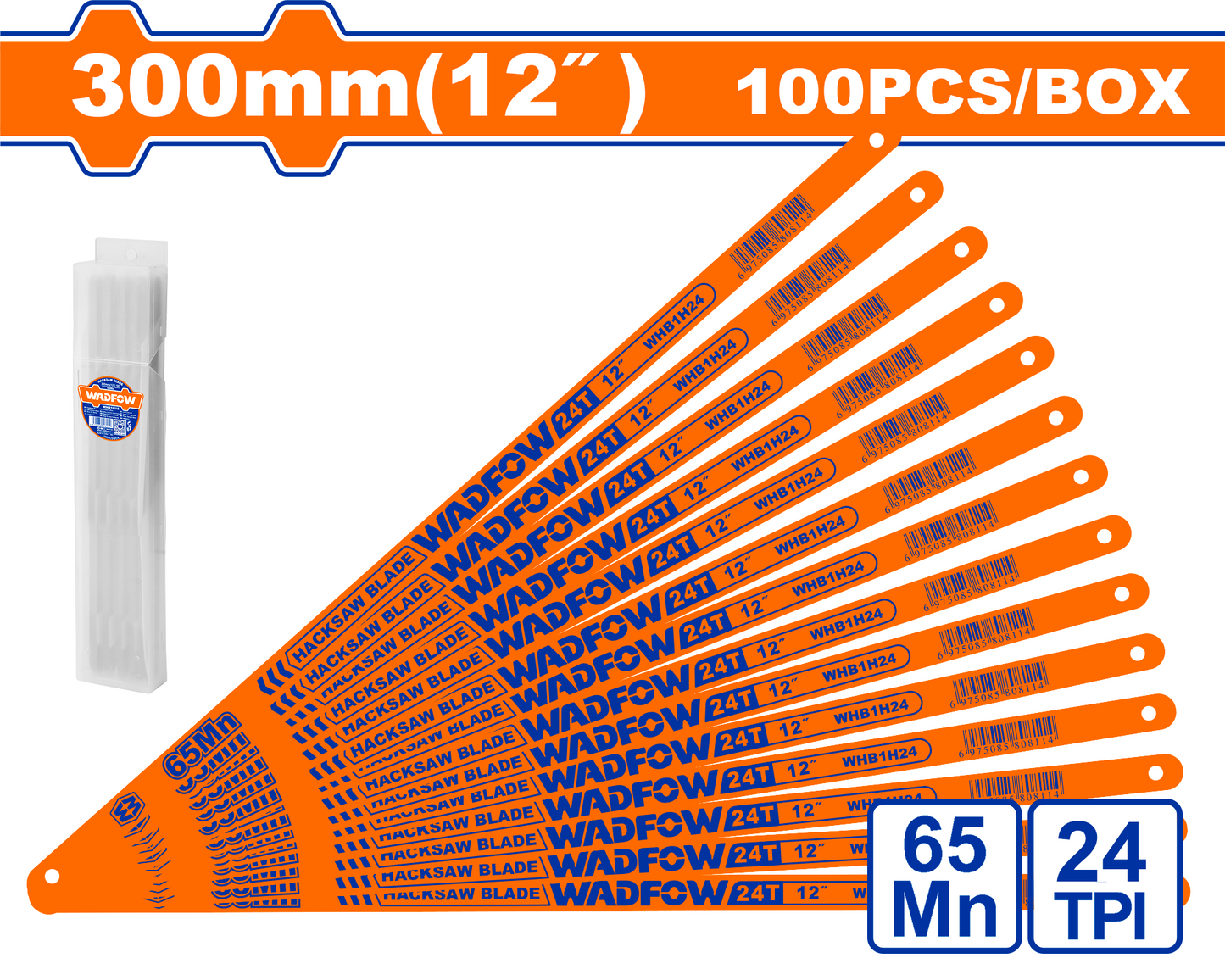 Hoja De Segueta Bi-Metal 24 Dientes 300Mm Material 65MN WADFOW WHB1H24 - MARKEMSTORE