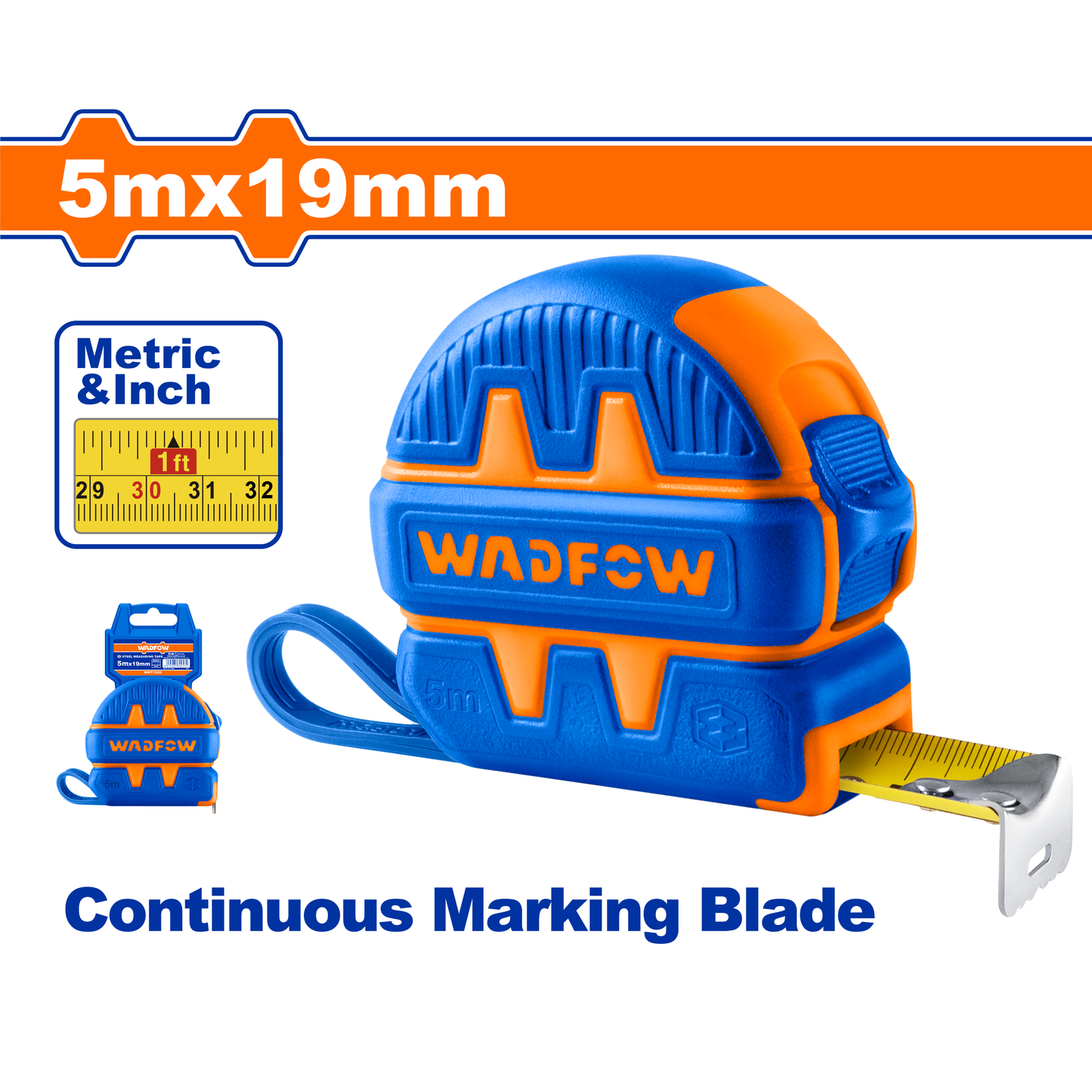 Flexómetro 5Mx19Mm 1 Botón Mts/Pulg Wmt1220 - MARKEMSTORE