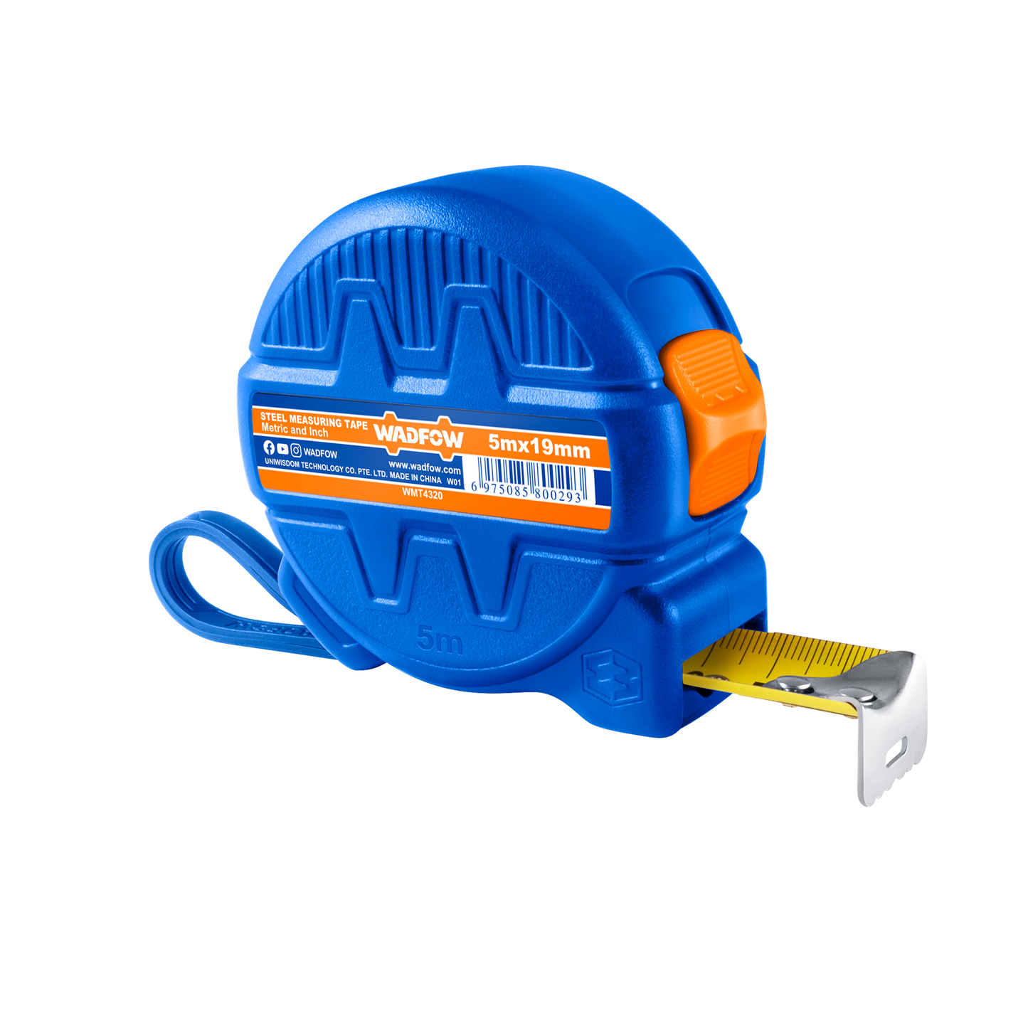 Flexómetro 5Mx19mm 1 Botón Mts/Pulg WADFOW WMT4320 - MARKEMSTORE