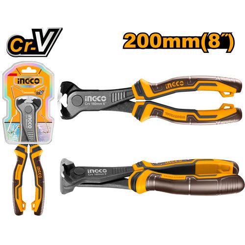 Alicate Corte Frontal 8 Pulgadas INGCO Cr - V Mango Ergonómico TPR HECP28200 - MARKEMSTORE - Alicates