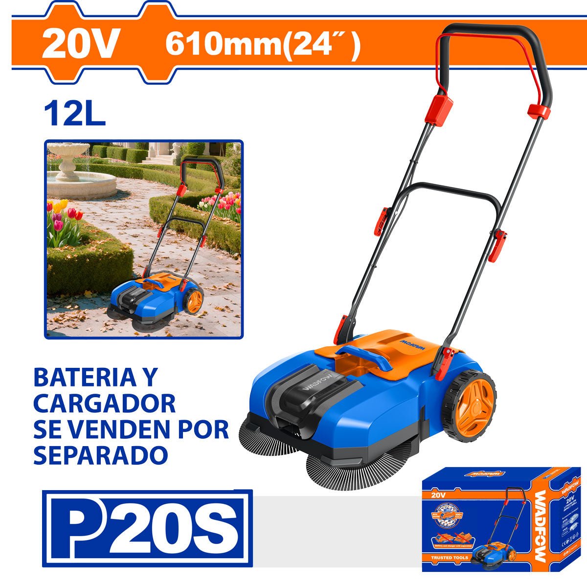 Barredora Inalámbrica 20V 610MM WADFOW WLSP1520 - MARKEMSTORE -