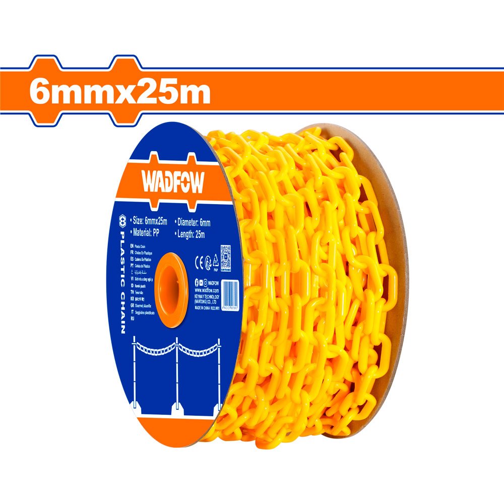 Cadena Plástica Amarilla WADFOW 6mm x 25m WYJ6A06 - MARKEMSTORE - Seguridad Industrial