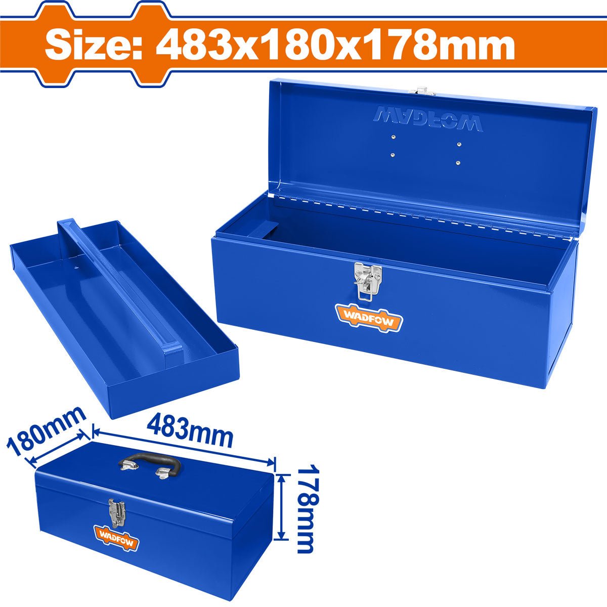 Caja de Herramientas Metálica 483X180X178MM WADFOW WTB8A12 - MARKEMSTORE - Cajas y Organizadores