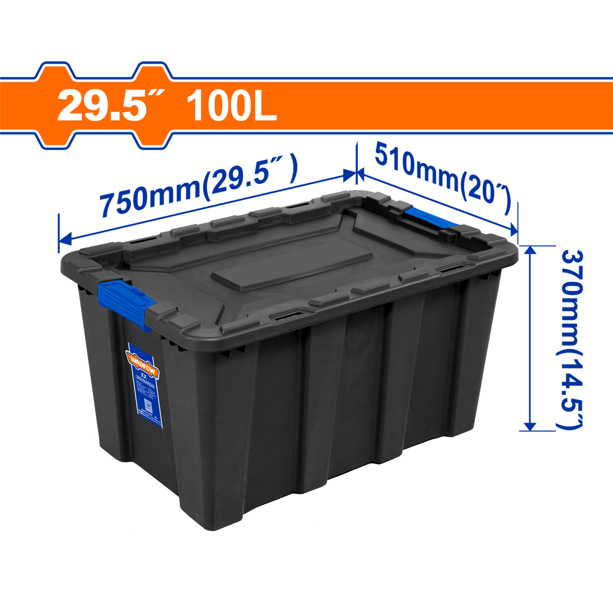 Caja Organizadora Plástica 100L con Tapa WADFOW WTB331B - MARKEMSTORE - Cajas y Organizadores