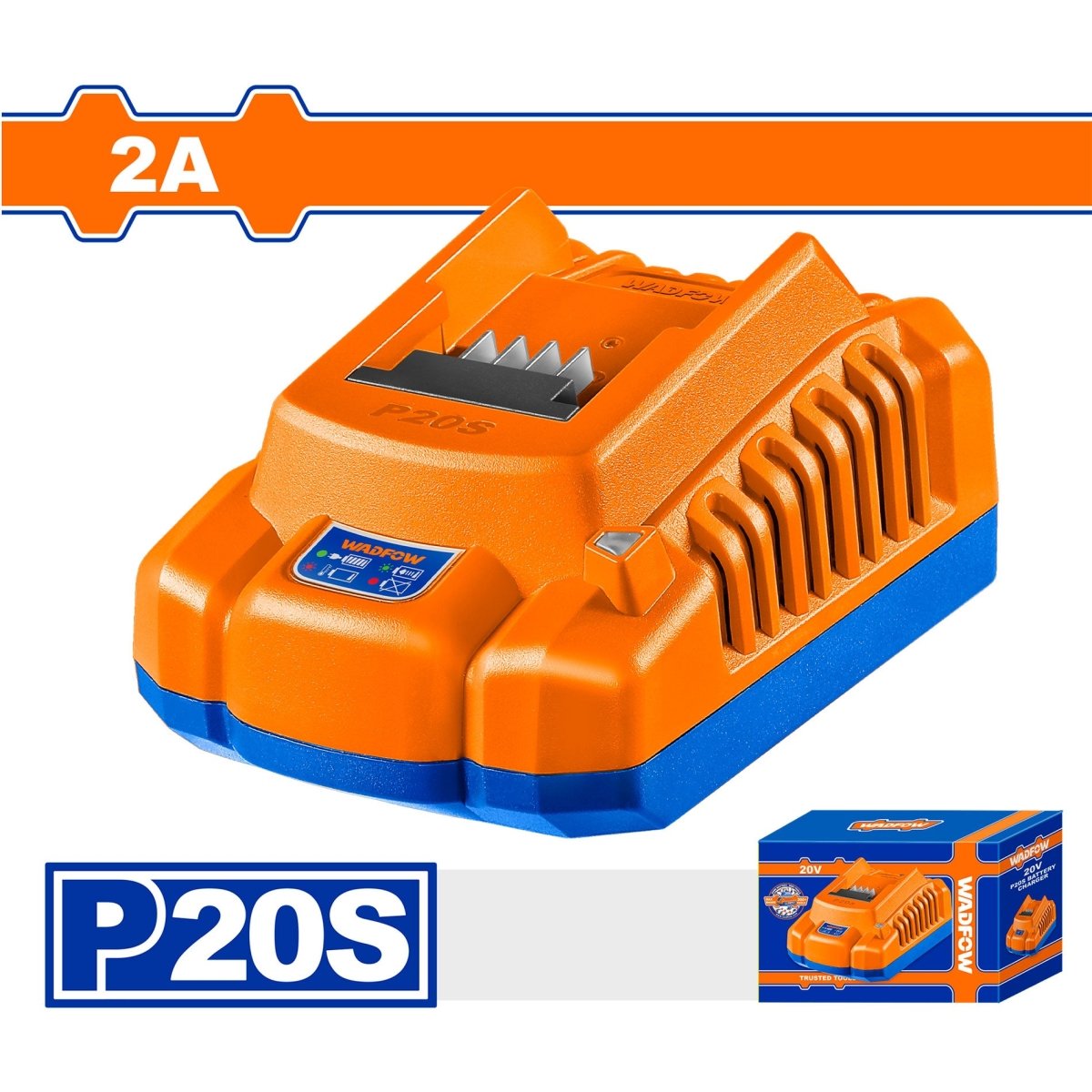 Cargador de Batería WADFOW 20V 2A Sistema P20S UWFCP502 - MARKEMSTORE - Baterías y Cargadores