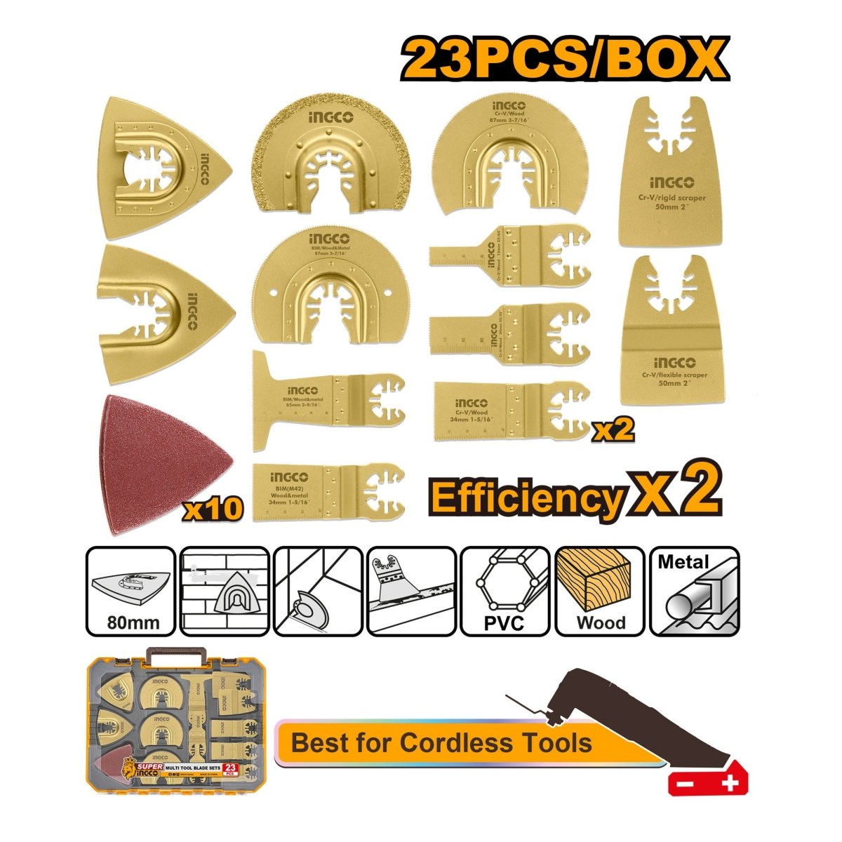 Cuchillas para Multiherramienta Oscilante INGCO 23 Piezas AKTMT2301 - MARKEMSTORE -