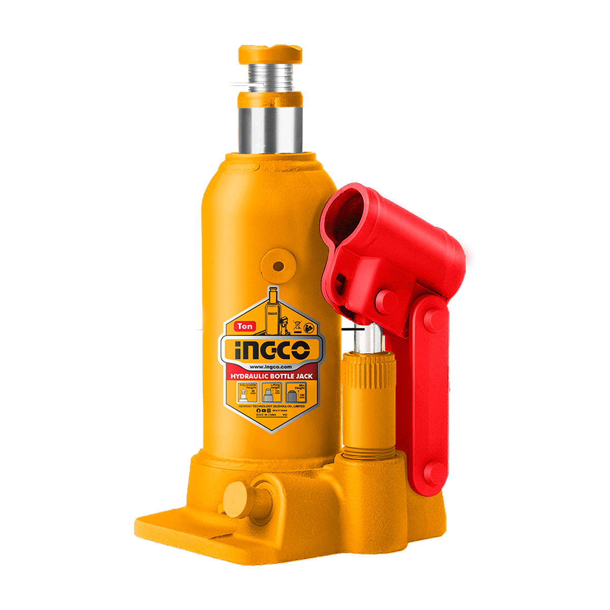 Gato Hidráulico Tipo Botella 2 Toneladas INGCO HBJ204 - 172 - 372mm - MARKEMSTORE - Gatos Hidraulicos