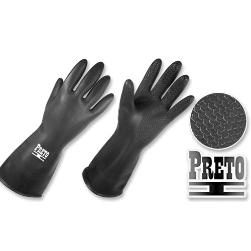 Guantes Caucho Negro Largo 12" T - 9 L Preto I 19810509 - MARKEMSTORE -
