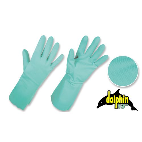 Guantes Nitrilo Con Flock Largo 13" Verde - MARKEMSTORE -