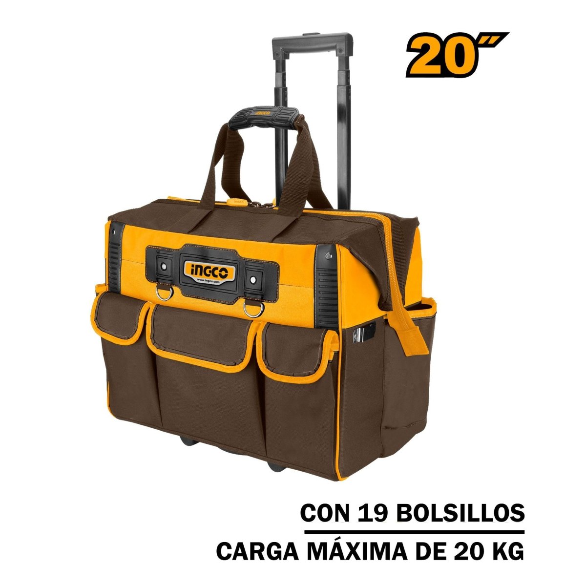 INGCO MALETIN PARA HERRAMIENTAS CON RUEDAS 45X28X36CM HRRTB2015 - MARKEMSTORE - Llaves y Juegos
