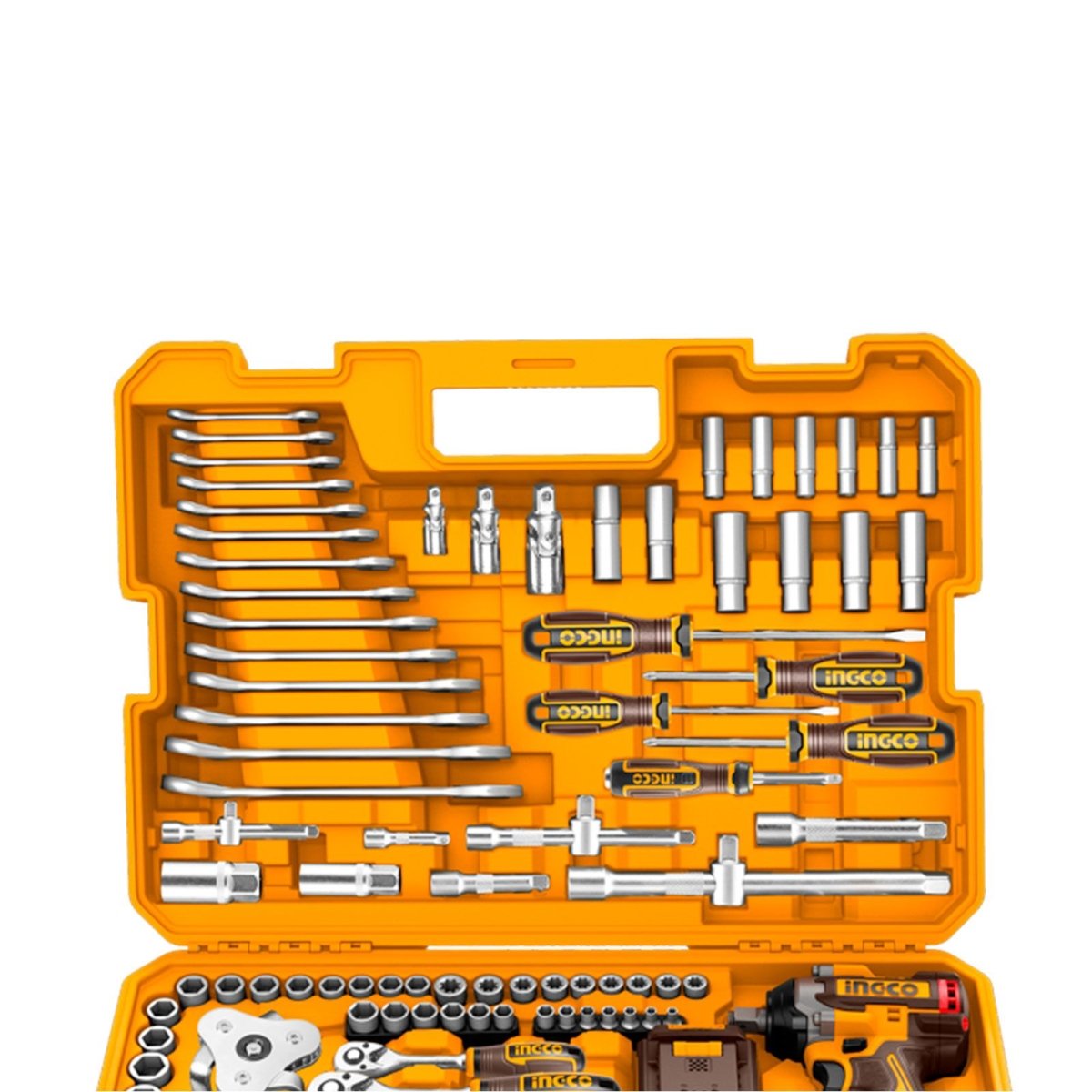 INGCO SET HERRAMIENTA 172PCS INCLUYE LLAVE DE IMPACTO M1/2 20V 550NM 2 BATERIAS Y CARGADOR UHKTHP41723 - MARKEMSTORE - Juegos de Herramientas