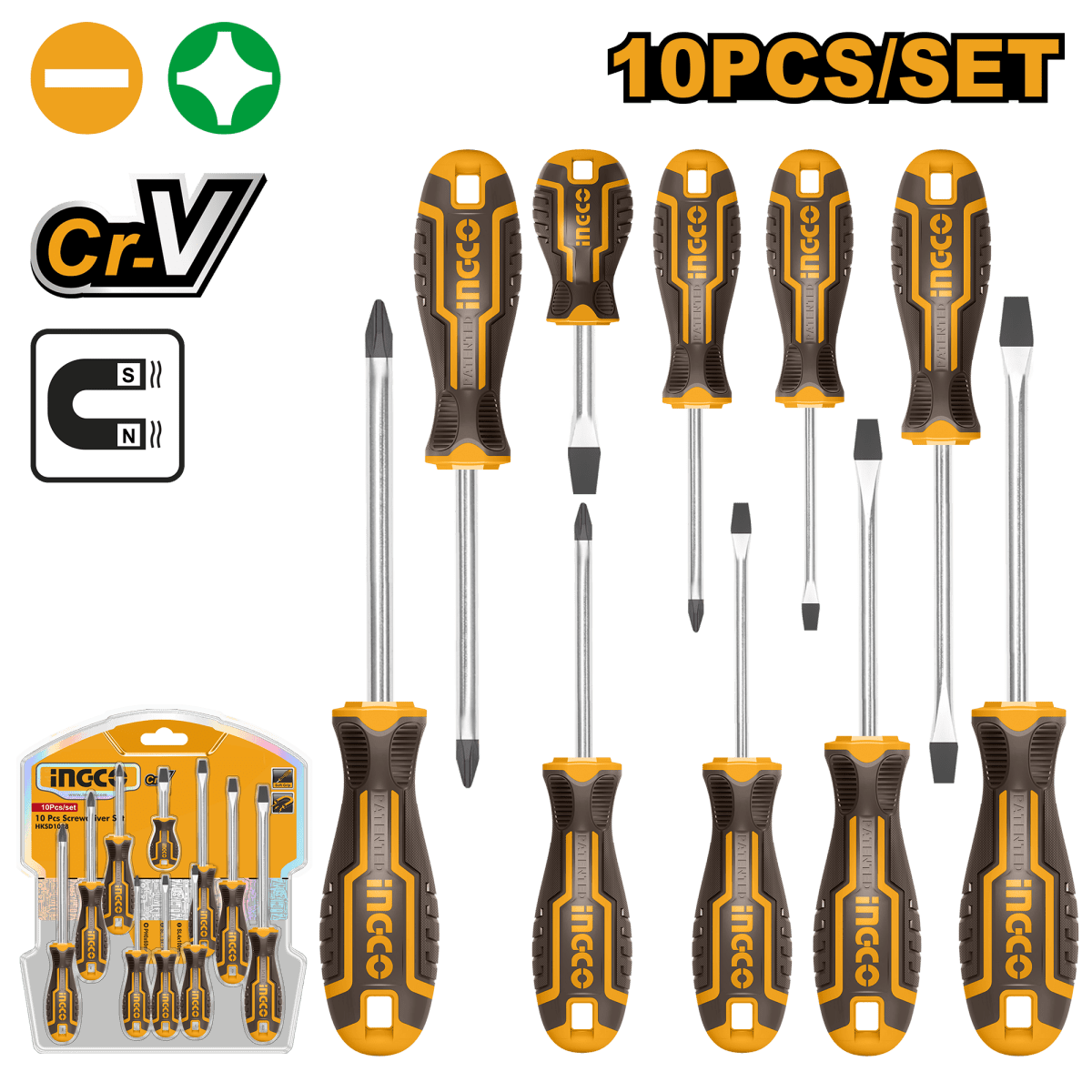 Juego de Destornilladores 10 piezas INGCO HKSD1028 - MARKEMSTORE -
