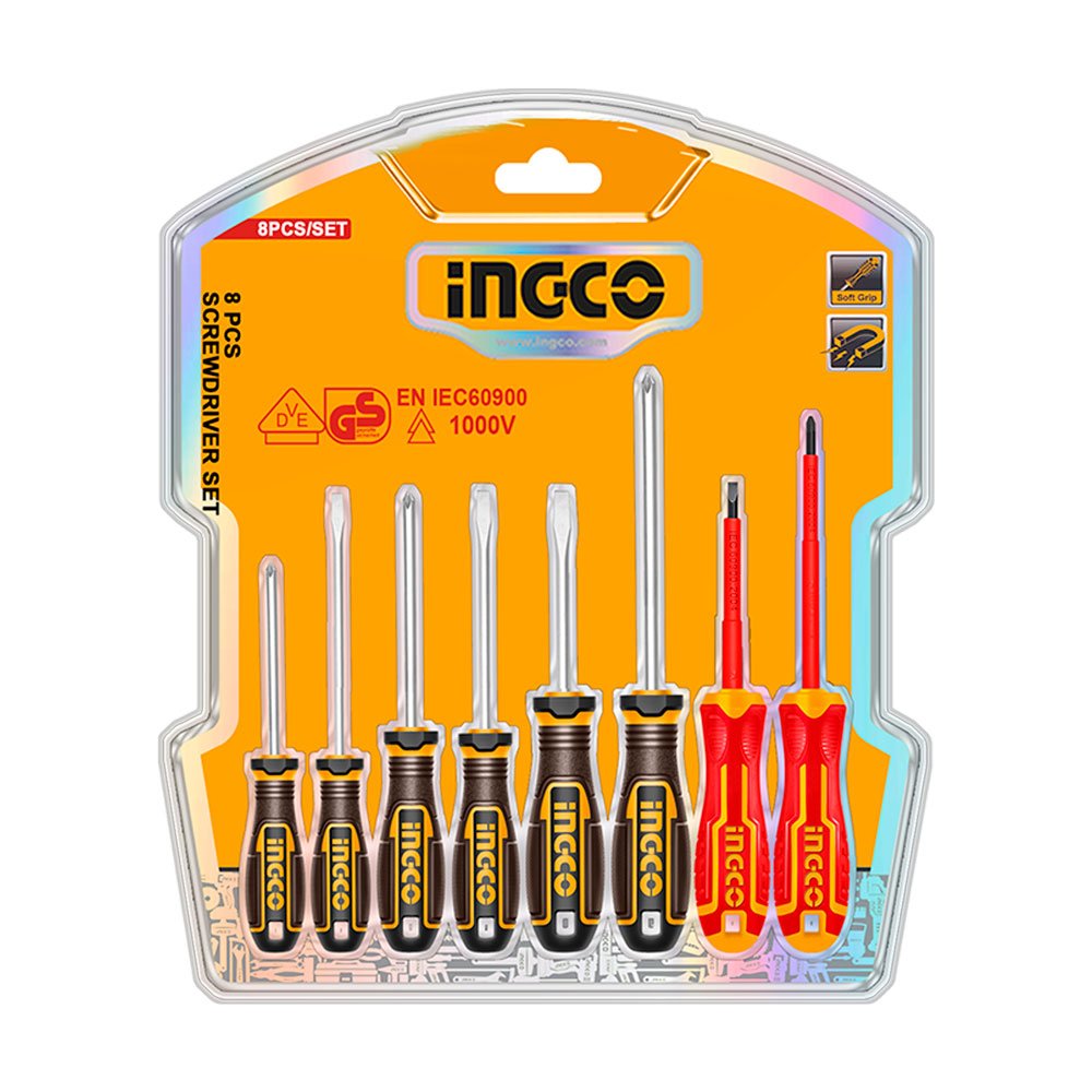 Juego de Destornilladores INGCO 8 Piezas VDE 1000V HKSDS0838 - MARKEMSTORE - Destornilladores y Juegos
