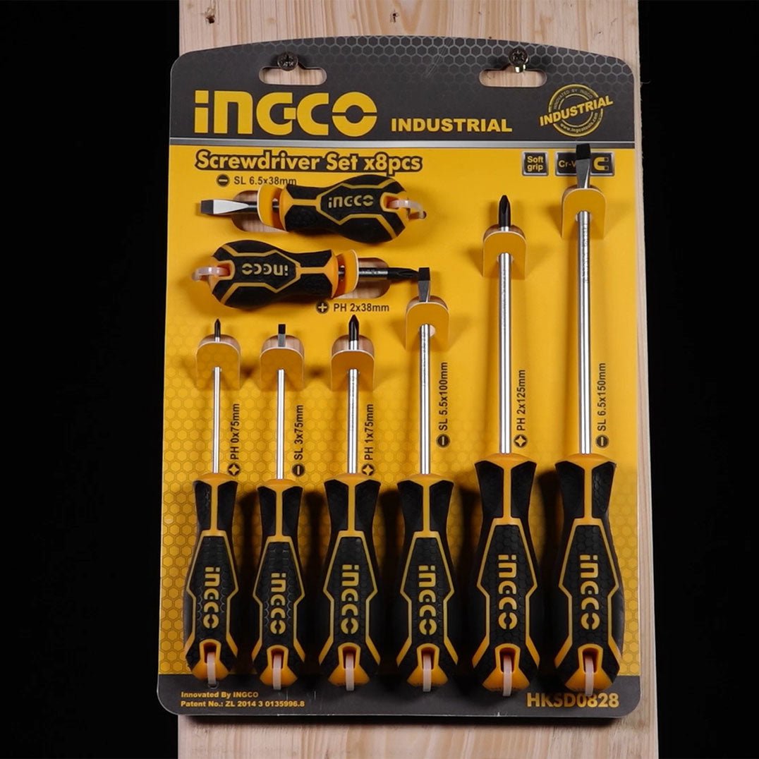 Juego Destornilladores INGCO 8 Piezas CR - V HKSD0828 - MARKEMSTORE - Destornillador