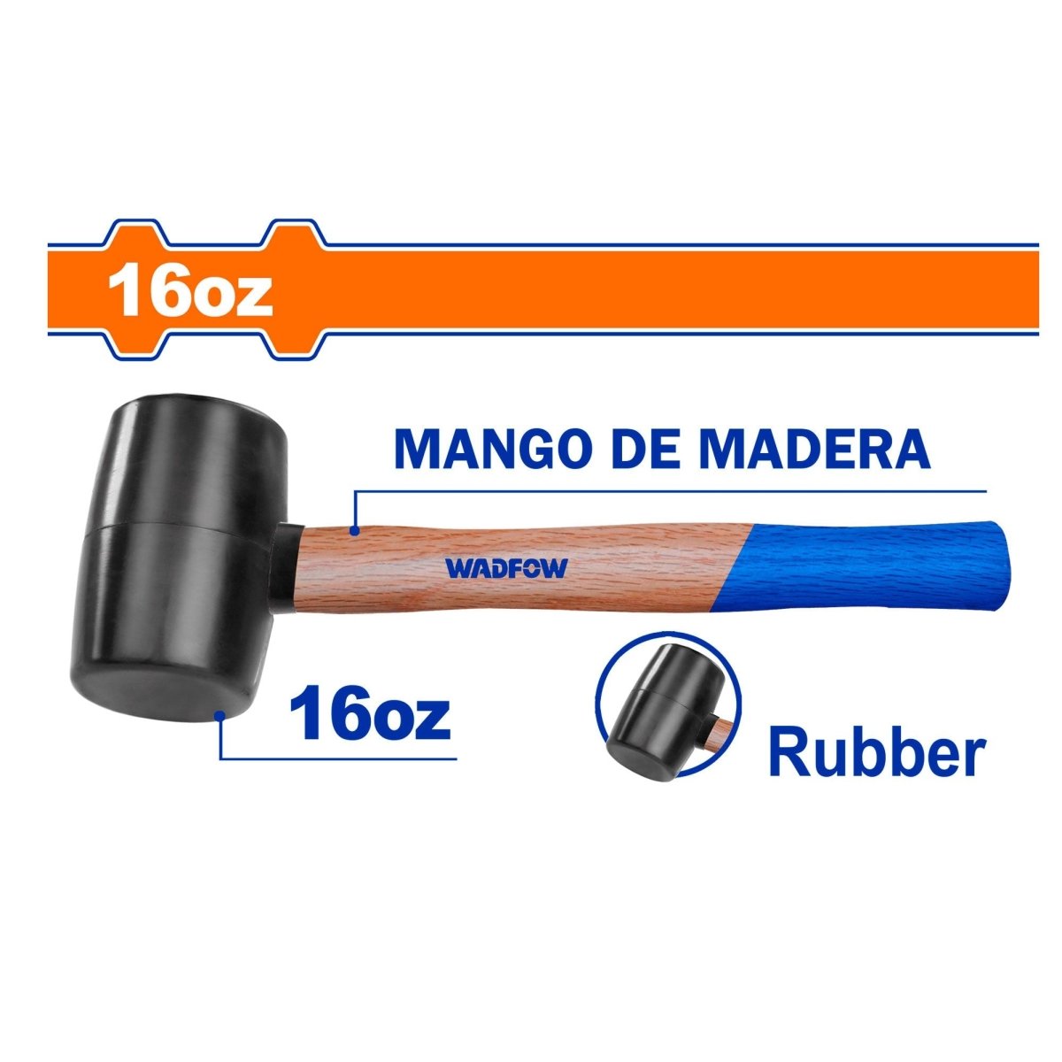 Mazo de Caucho 16oz Mango madera WADFOW WMB7302 - MARKEMSTORE - Almadanas y Mazos