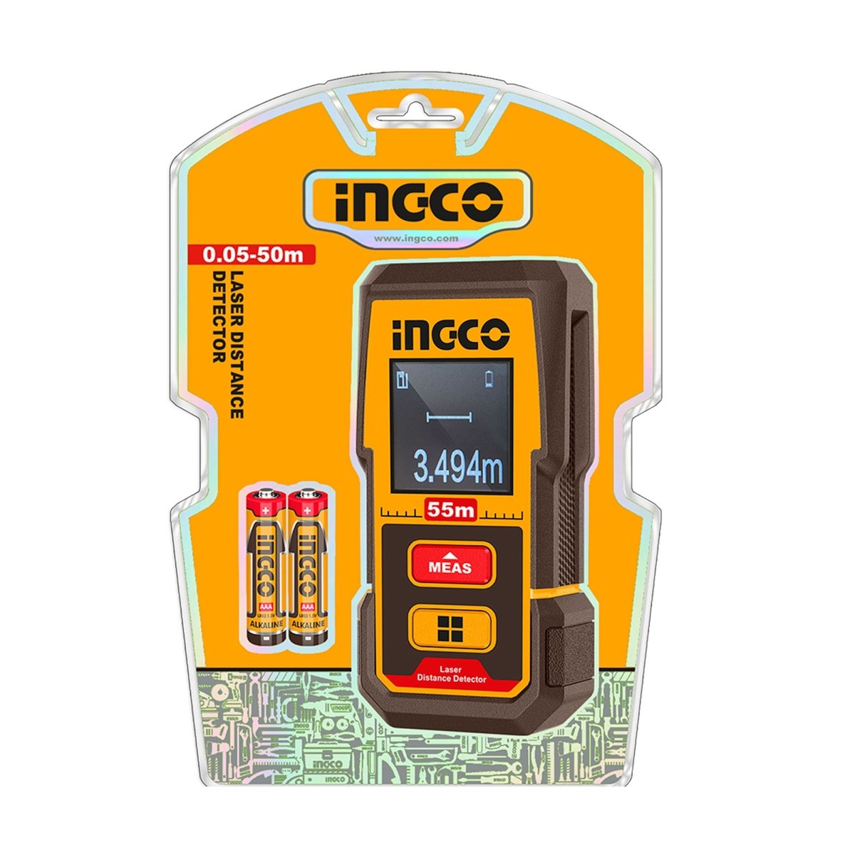Medidor Láser de Distancia INGCO 55m ±2mm HLDD05086 - MARKEMSTORE - HERRAMIENTA PARA MEDICION