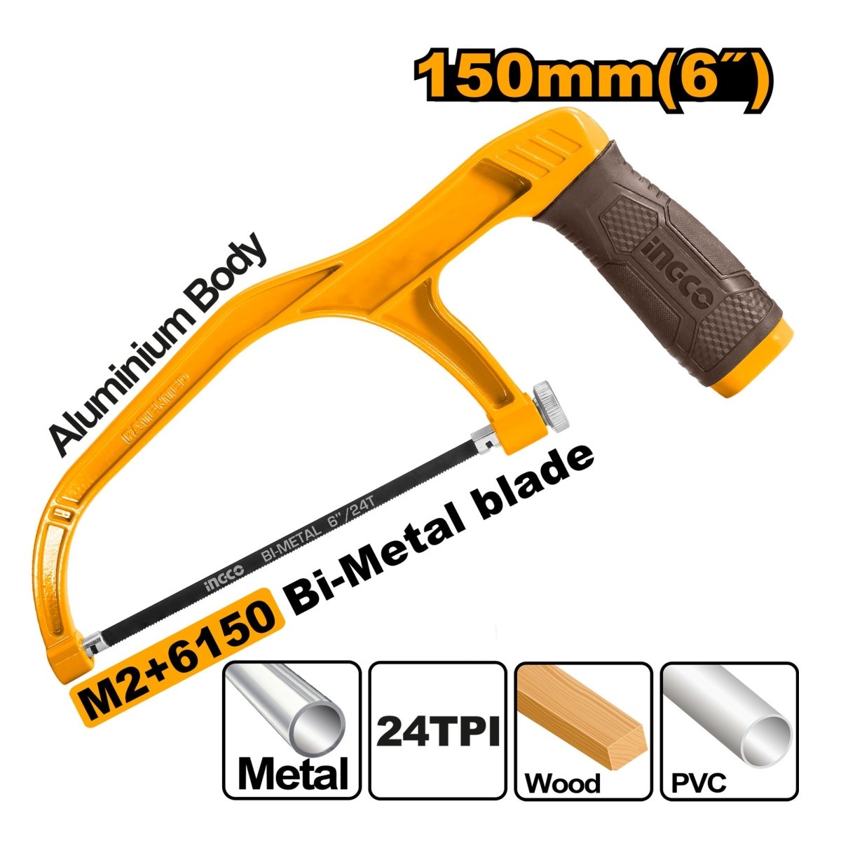 Mini Marco Segueta Ajustable 6 Super Select INGCO MHHF1503 - MARKEMSTORE - Seguetas y Serruchos