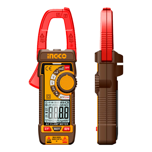 Pinza Voltiamperimétrica Digital DC/AC 400A INGCO TRUE RMS Linterna DCM62002 - MARKEMSTORE - Multimetros
