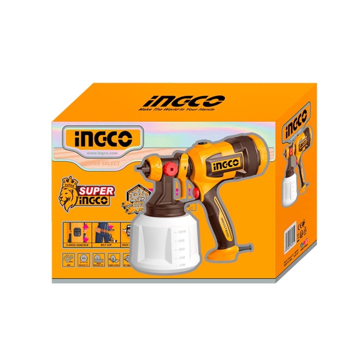 Pistola para Pintar INGCO 530W 110V 1000ml 410ml/min USPG4506 - MARKEMSTORE - Pistolas y Sopladores