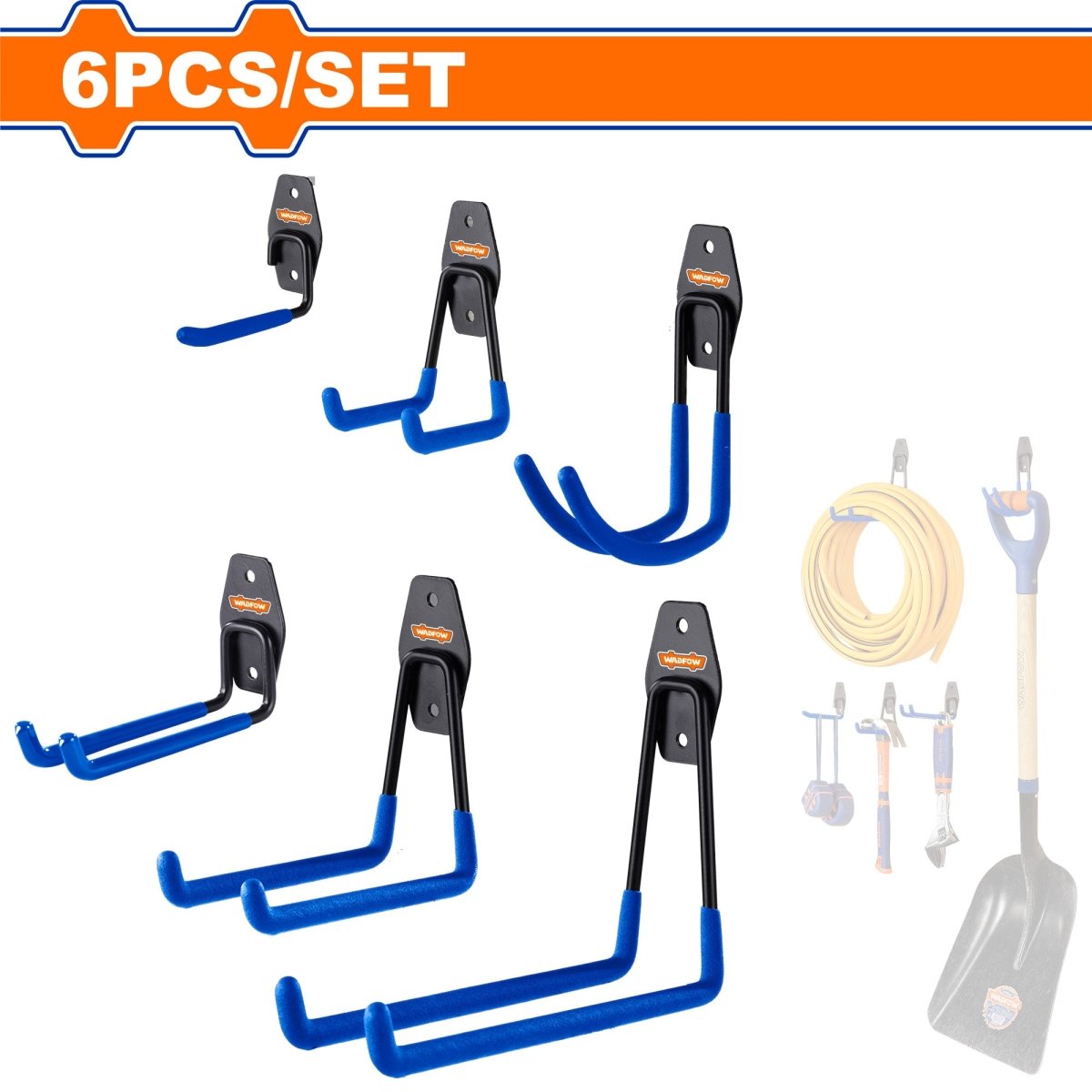 Set 6 Ganchos Individual Para Herramientas Pesada WADFOW WSNG2506 - MARKEMSTORE - Cajas y Organizadores