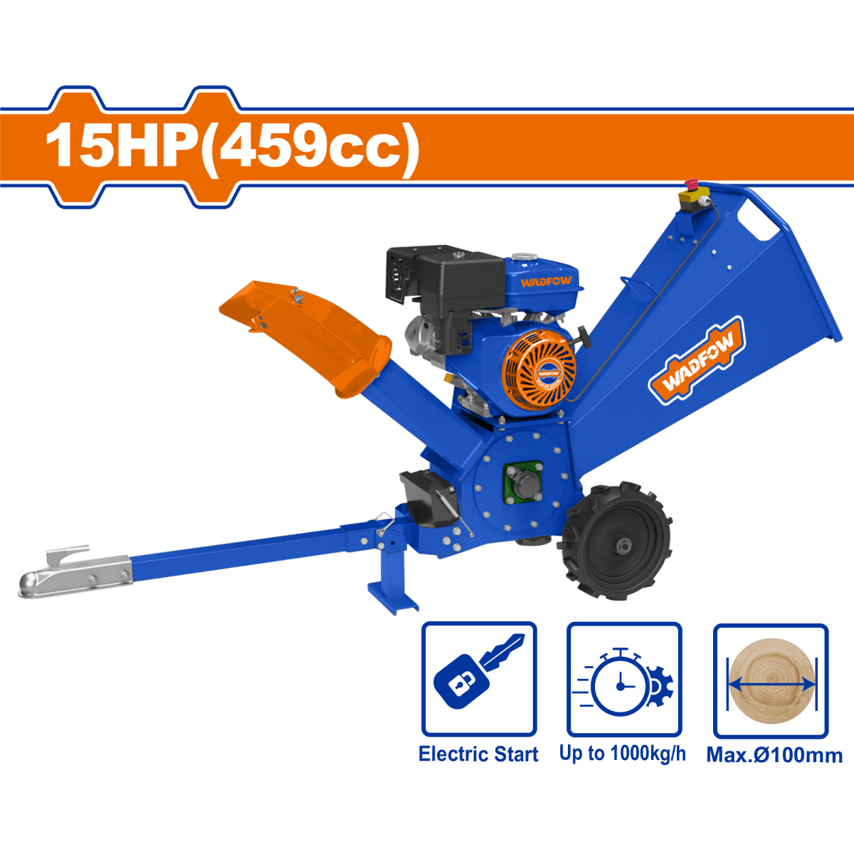 Trituradora de Madera a Gasolina WADFOW 15HP 100mm WXU1415 - MARKEMSTORE - Jardín
