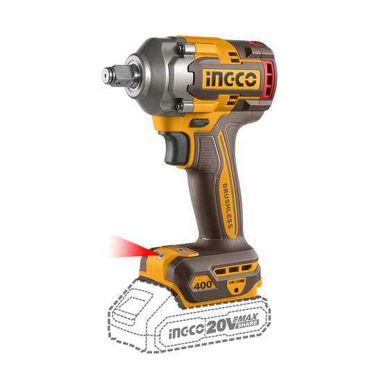 Llave De Impacto 20V M1/2 400Nm Brushless INGCO CIWLI20401 - MARKEMSTORE