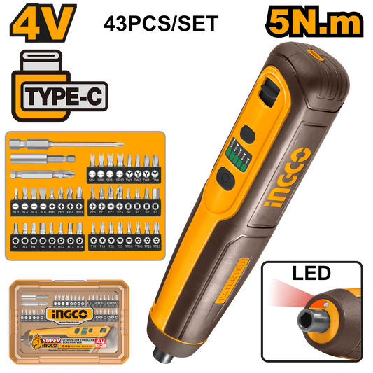 Atornillador Ion Lito 4V 40 Accesorios INGCO CSDLI04062 - MARKEMSTORE