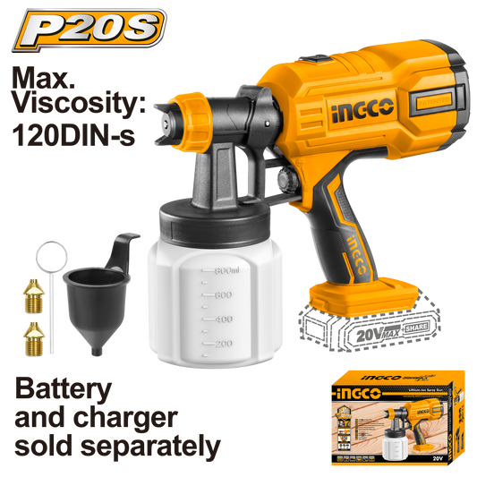 Pistola Para Pintar Ionlitio 20V INGCO CSGLI2003 - MARKEMSTORE