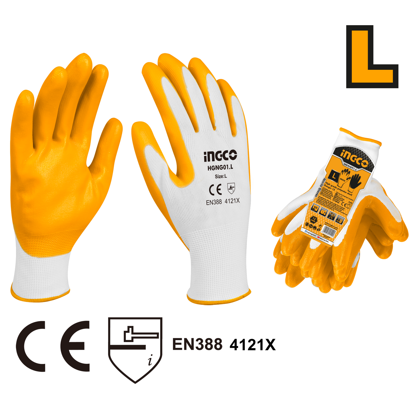 Guantes De Nitrilo TALLA L INGCO HGNG01.L - MARKEMSTORE