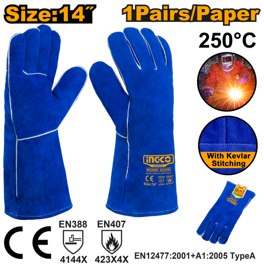 Guantes De Carnaza Para Soldar 14 INGCO HGVW03 - MARKEMSTORE