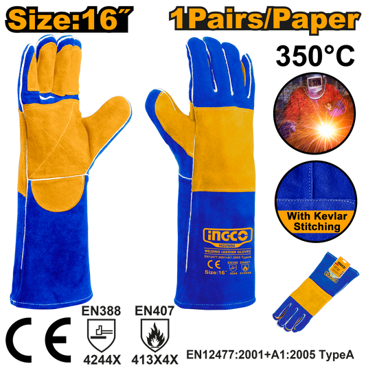 Guantes De Carnaza Para Soldar 16 INGCO HGVW04 - MARKEMSTORE