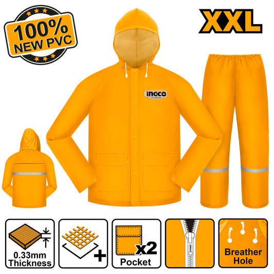 Impermeable Para Lluvia Amarillo Para Motorizado INGCO HRCTSKT031.XXL - MARKEMSTORE
