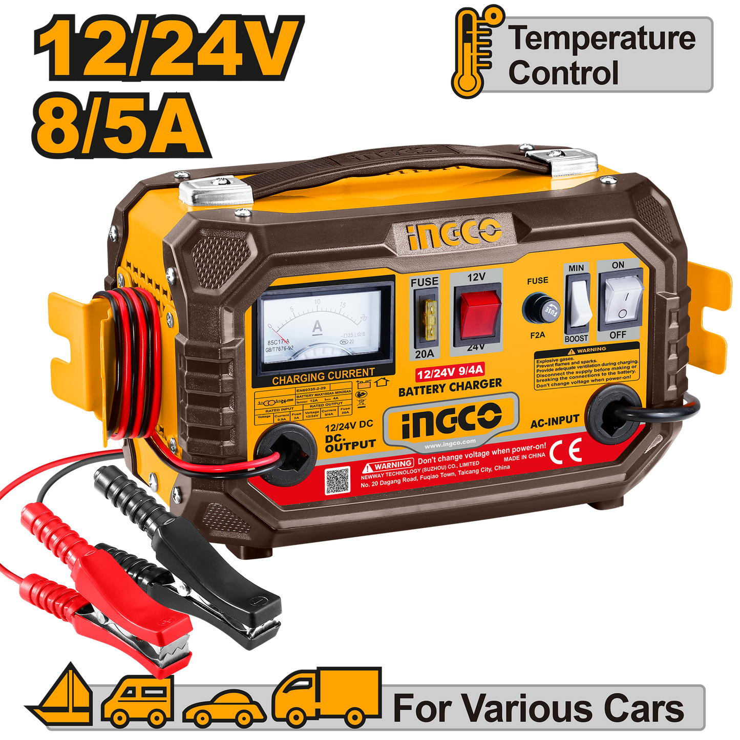 Cargador De Batería 12/24V 8.5A 32-150Ah INGCO ING-UCB1601