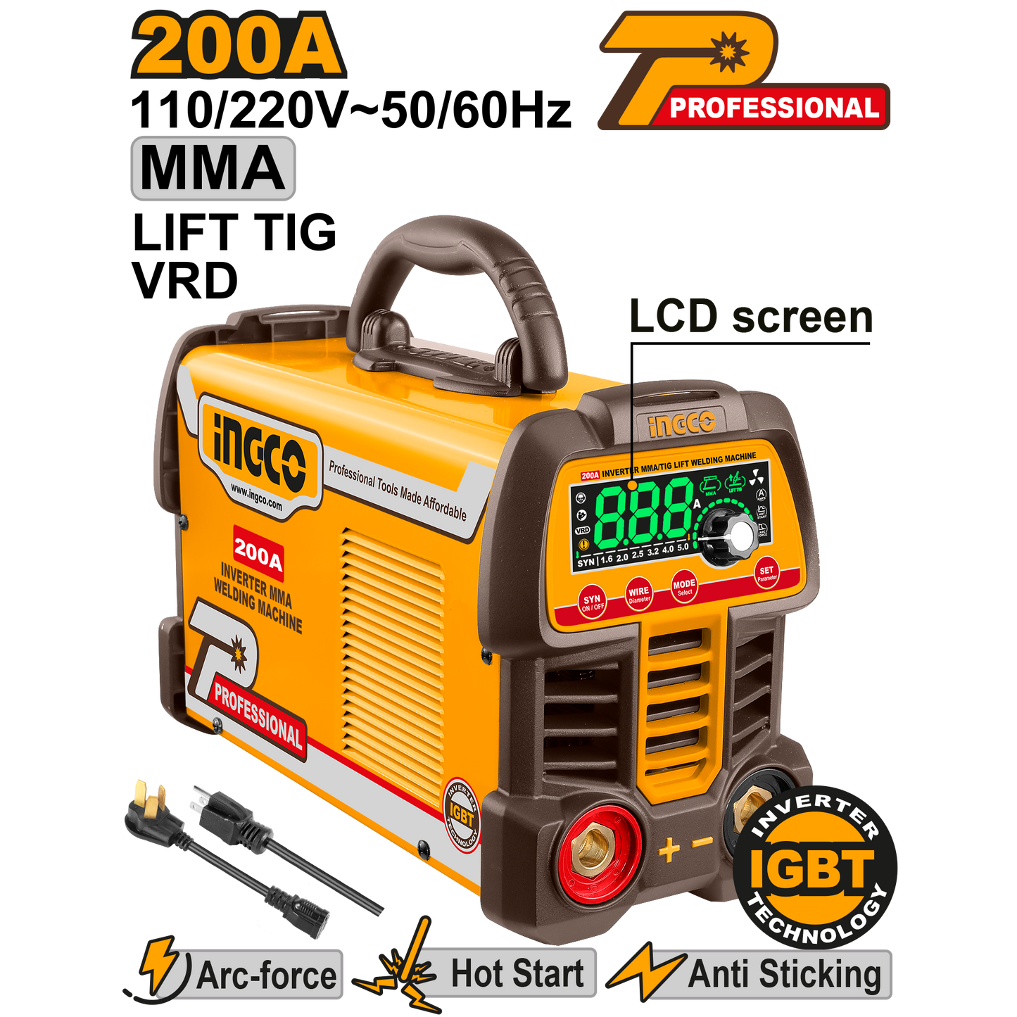 Soldador Inversor 110V/220V 200A INGCO ING-UMMA200691