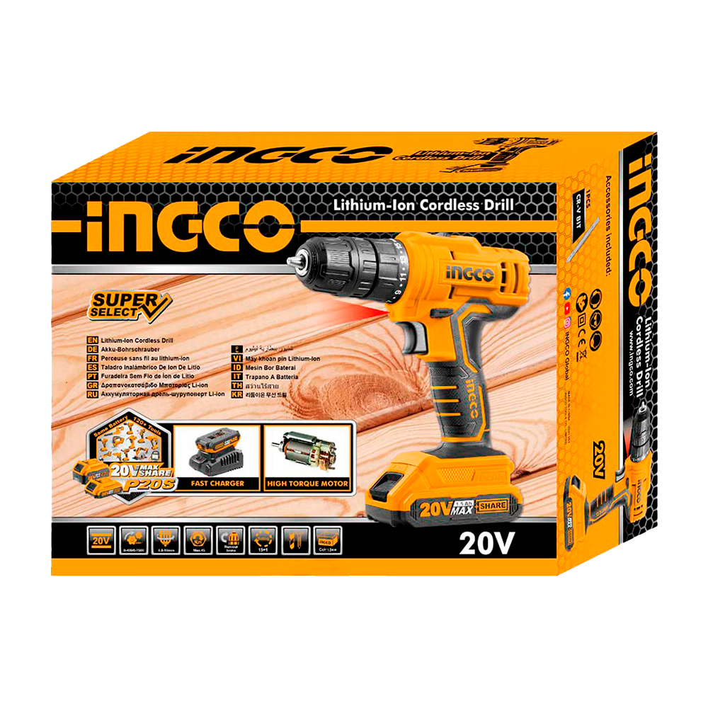 Taladro Inalambrico 20v INGCO UCDLI20011 SUPER SELECT