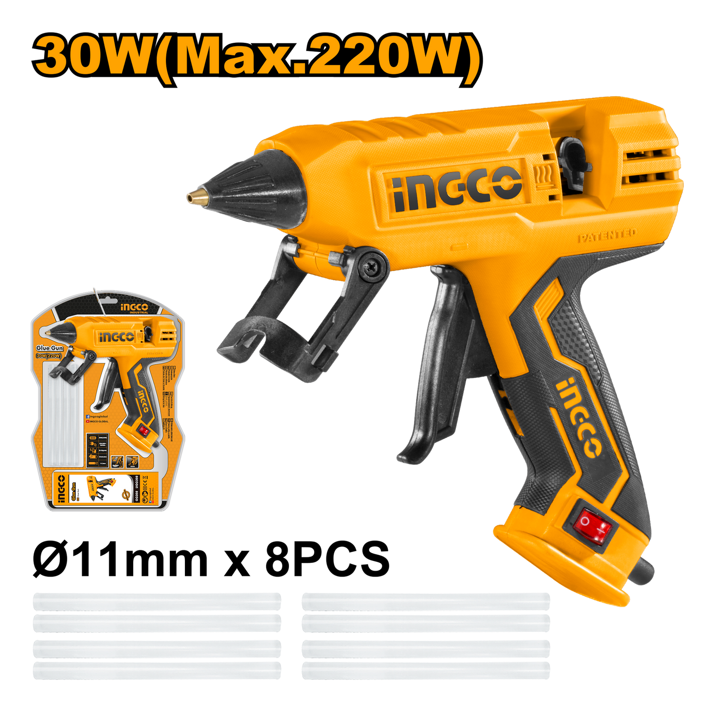 Pistola de Silicona Eléctrica INGCO 110V 45W UGG308 + 8 Barras