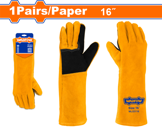 Guantes Cuero 16"" Para Trabajo Pesado/Soldadura/Jardineria WADFOW WLG3116 - MARKEMSTORE