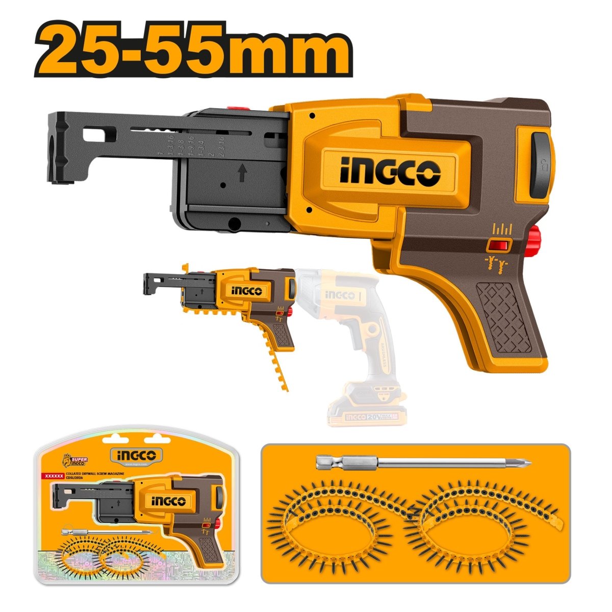 Accesorio para Pistola de Tornillos INGCO Drywall 25-55mm CDSLI2026 - MARKEMSTORE -