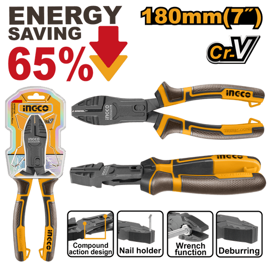 Alicate Combinación 7" INGCO HCCP58180 - MARKEMSTORE - Alicates