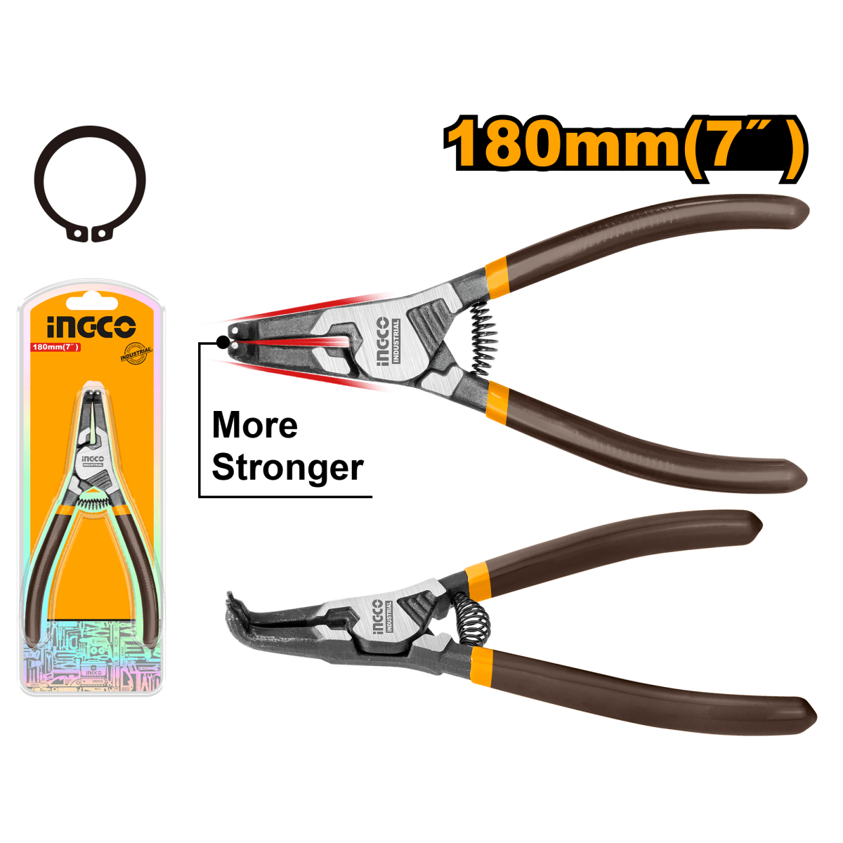 Alicate Para Anillos Interior Curvo 7" INGCO HCCP261802 - MARKEMSTORE - 
