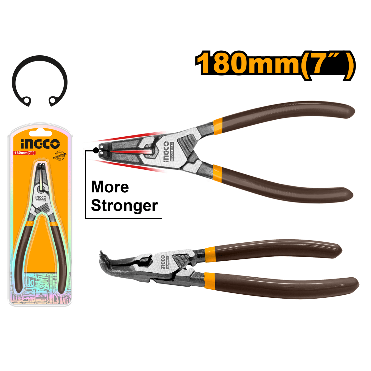 Alicate Para Anillos Interior Curvo 7" INGCO HCCP261804 - MARKEMSTORE - 