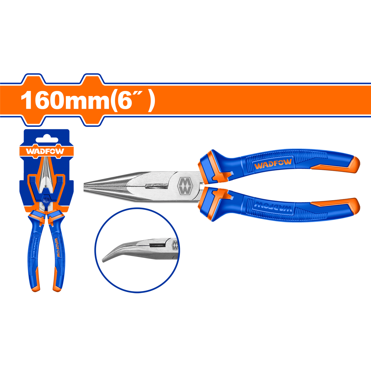 Alicate Punta Doblada 6" Acero Mango Bicolor WADFOW WPL4C06 - MARKEMSTORE - 
