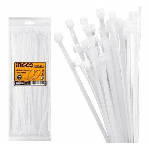 Amarre Plastico Blanco De Nylon 4,8x300mm X 100 Und. Ingco - MARKEMSTORE - 