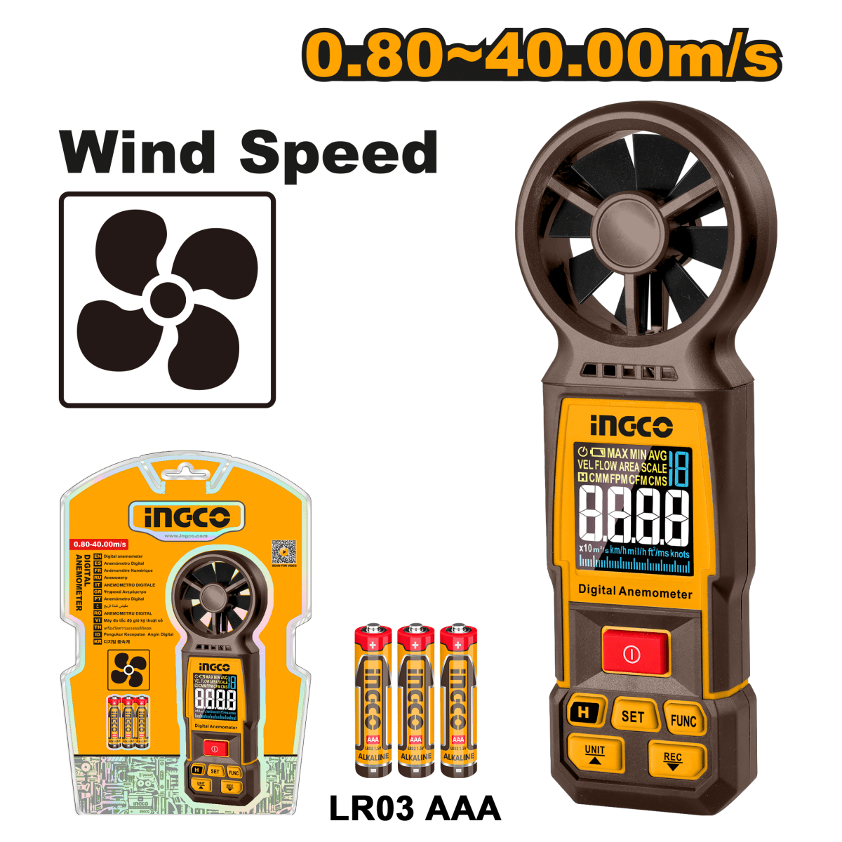 Anemometro Digital Ingco Hetan031 - MARKEMSTORE - Medidor de Velocidad