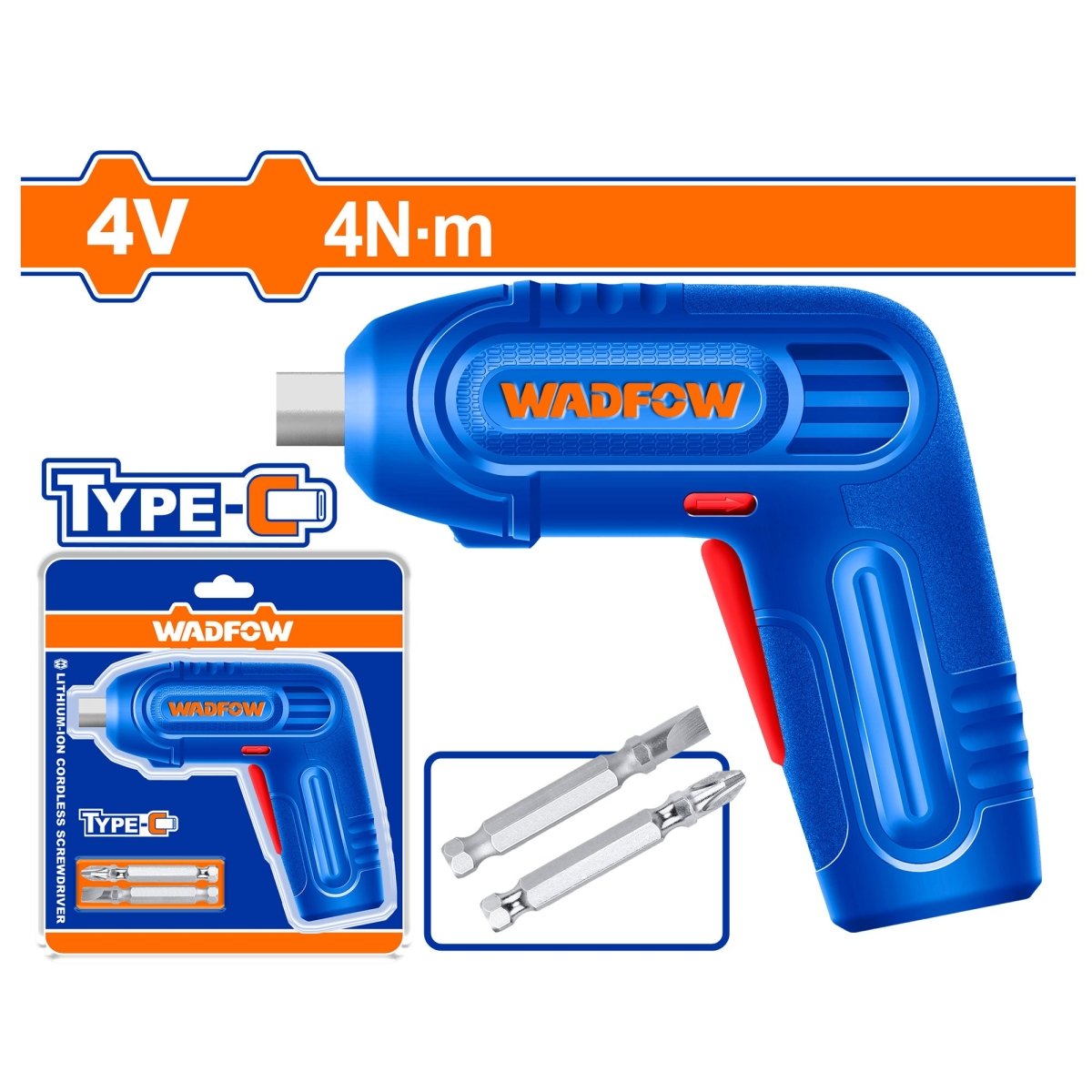 Atornillador 4V M1/4 240Rpm 4Nm Incluye 2Ptas WCV4628 - MARKEMSTORE - Atornilladores