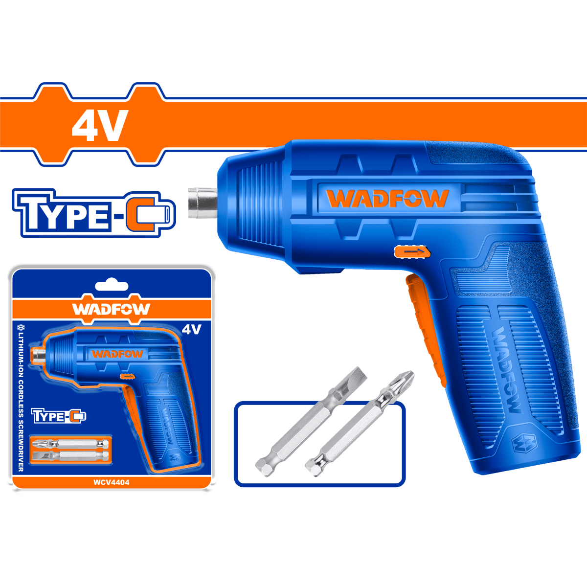 Atornillador 4V M1/4 240Rpm Con Jgo 2Ptas Crv 25mm WADFOW WCV4404 - MARKEMSTORE -