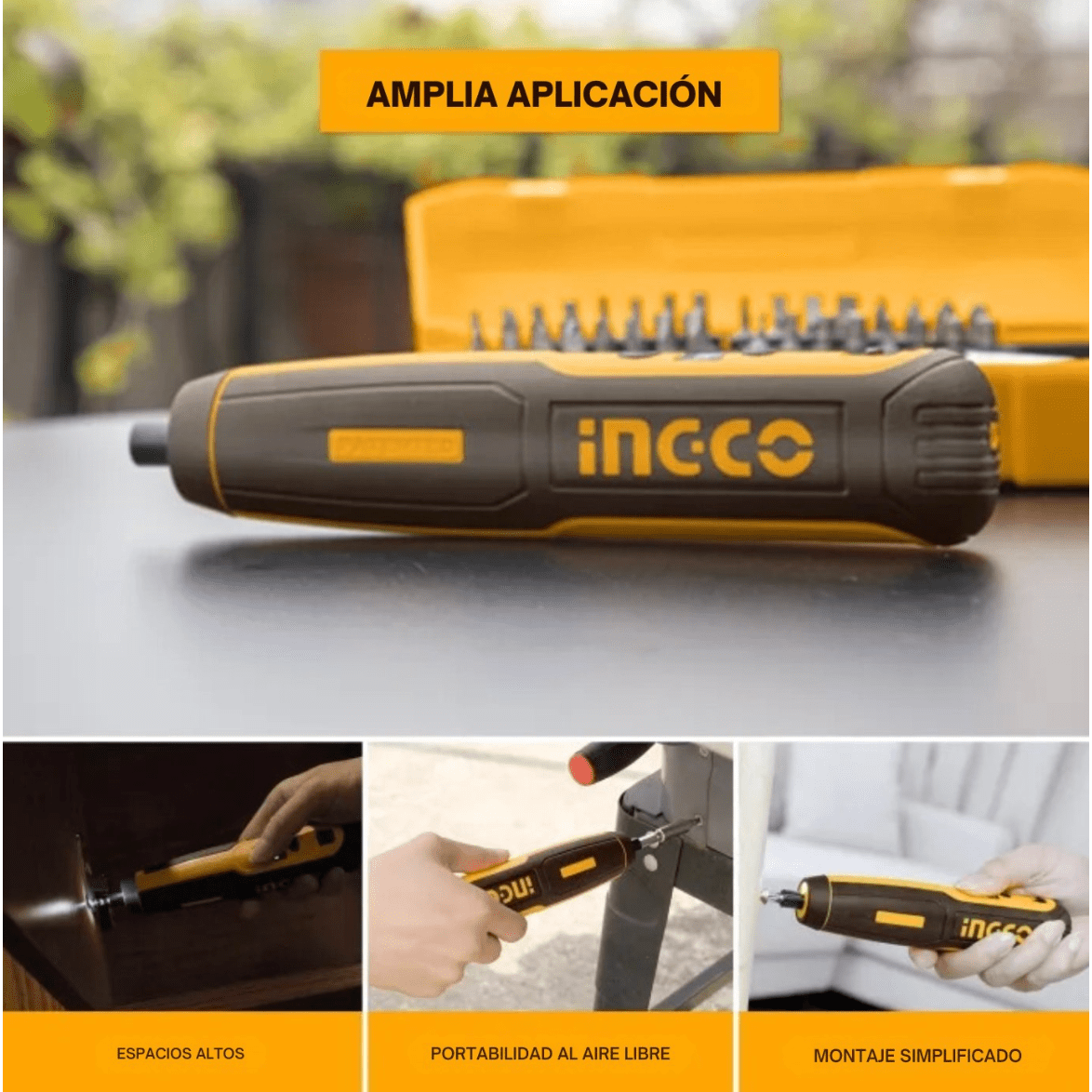 Atornillador Inalambrico 4V 40 Accesorios INGCO CSDLI04062 - MARKEMSTORE - Atornillador