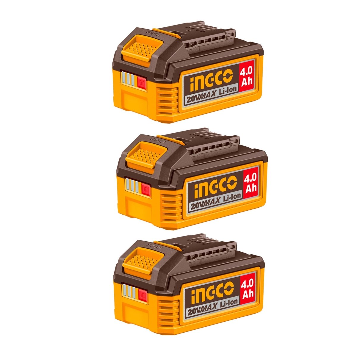 Batería de Ion de Litio INGCO 20V 4.0Ah x3 unidades P20S COSLI251296 - MARKEMSTORE - Baterías y Cargadores